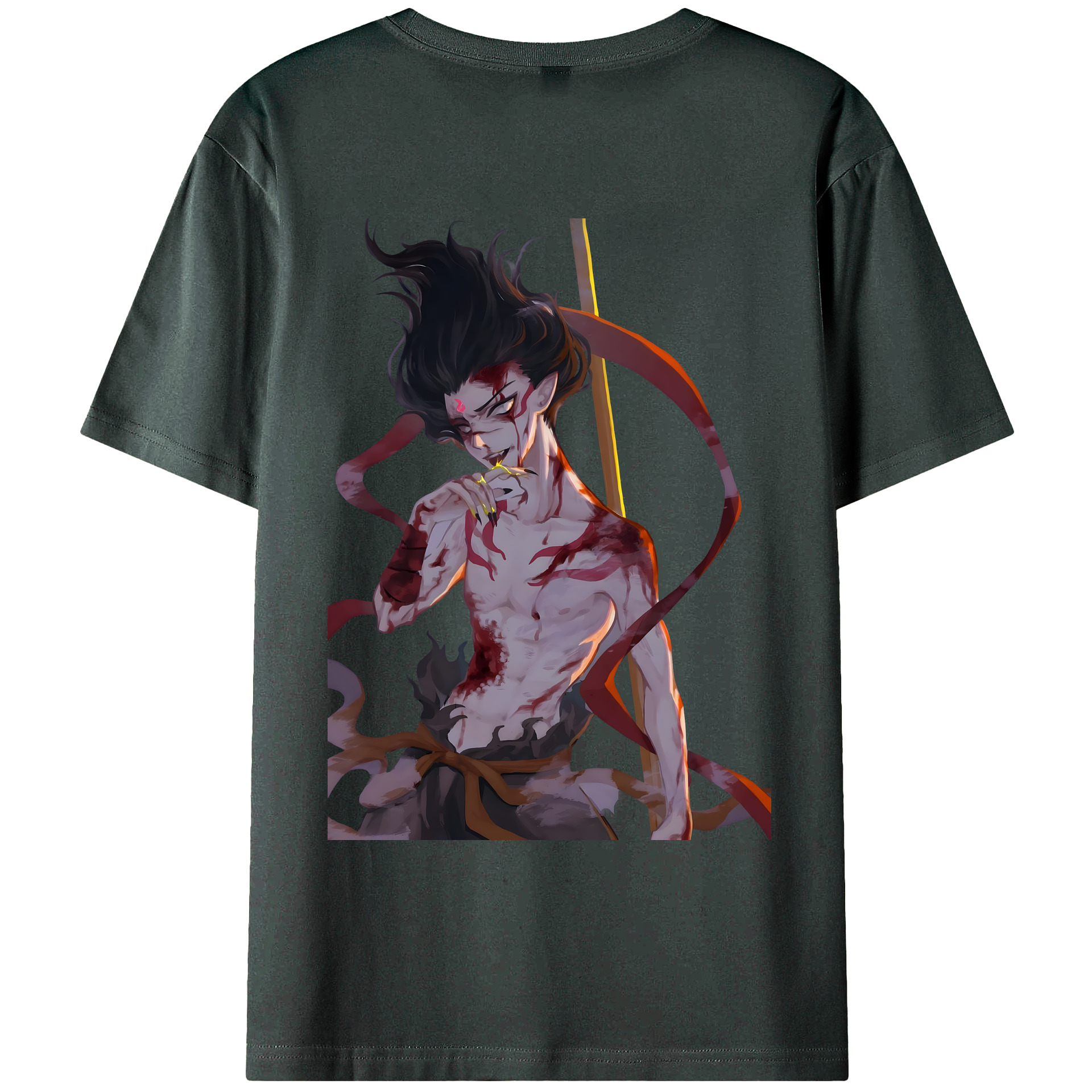 （画像用） Ne Zha 2 ナタ 魔童の大暴れ 綿100％ メンズ半袖Tシャツ（バックプリント） 通気性